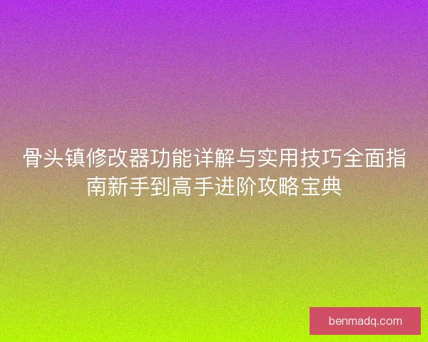 骨头镇修改器功能详解与实用技巧全面指南新手到高手进阶攻略宝典