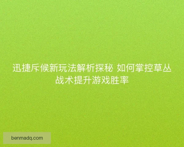 迅捷斥候新玩法解析探秘 如何掌控草丛战术提升游戏胜率